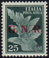 1943 - 25 Cent. Soprastampa G.N.R. Di Brescia Del II Tipo (117/II), Gomma Originale, Perfetto. Raro!... - Poste Aérienne