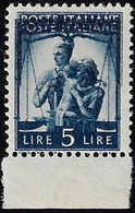 1946 - 5 Lire Democratica, Doppia Stampa (555f), Gomma Originale, Perfetto. Ferrario.... - Autres & Non Classés