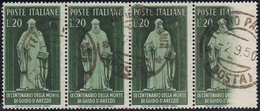 1950 - 20 Lire Guido D'Arezzo, Striscia Di Quattro, L'ultimo Esemplare Con Stampa Evanescente E Inco... - Autres & Non Classés