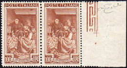 1950 - 100 Lire Lavoro, Coppia Orizzontale Dentellata 14 1/4 Orizzontalmente, Al Centro Dentellata 1... - Autres & Non Classés