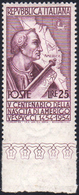 1954 - 25 Lire Vespucci, Non Dentellato In Basso (749c), Nuovo, Gomma Integra, Perfetto. Ferrario.... - Autres & Non Classés