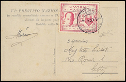 LIVORNO 1930 - 30 Cent. Mussolini Rosa (1), Perfetto, Su Cartolina Da Livorno 11/5/1930 Per Città. F... - Non Classés