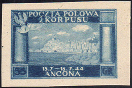 1946 - 55 G. Azzurro Scuro Vittorie Polacche, Carta Grigiastra, Non Dentellato (2Aa), Gomma Integra,... - 1946-47 Période Corpo Polacco