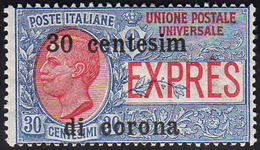 TRENTO E TRIESTE ESPRESSI 1919 - 30 Cent. Su 30 Cent., Senza La "i" Di "centesimi" (2c), Gomma Integ... - Autres & Non Classés