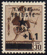 TRIESTE 1945 - 1 Lira Su 30 Cent. Con Filigrana (12), Gomma Originale, Perfetto.... - Autres & Non Classés