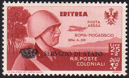 SERVIZIO AEREO 1934 - 25 + 2 Lire Coroncina (1), Gomma Originale, Perfetto. Fotocopia Cert. Diena.... - Erythrée