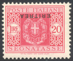 SEGNATASSE 1934 - 20 Lire Soprastampa Capovolta (38a), Perfetto, Gomma Originale Integra. Ferrario.... - Erythrée