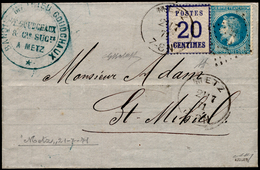 FRANCIA OCC. TEDESCA ALSAZIA E LORENA 1871 - 20 Cent. (6), In Affrancatura Mista  Con 20 Cent. Di Fr... - Autres - Europe