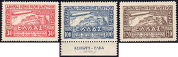 GRECIA POSTA AEREA 1933 - Zeppelin (A5/A7), Gomma Integra, Perfetti. Belli! Cert. E.Diena E Finanzia... - Autres - Europe