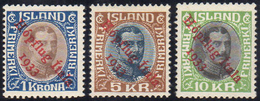 ISLANDA POSTA AEREA 1933 - Crociera Atlantica, Soprastampati (Bol.12/14), Gomma Originale, Perfetti.... - Autres - Europe