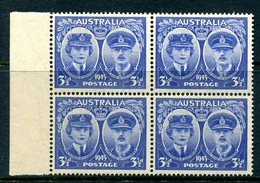 Australia 1945 Arrival Of Duke & Duchess Of Gloucester -3½d Ultramarine Block Of 4 HM (SG 210) - Neufs