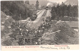 KORNEUBURG K U K Eisenbahn Und Telegrafenregiment Dampf Lokomotive Bauzug Oberbau Arbeiten 21.4.1907 Gelaufen - Korneuburg