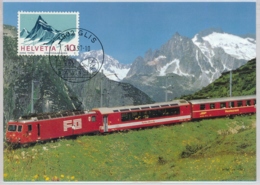 BAHNPOST - Furka - Oberalp Bahn FO - Glis - Maximumkarte - Ferrocarril