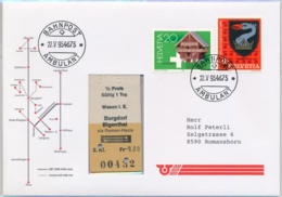 BAHNPOST - EBT/SMB/VHB Stempel Ambulant Mit BAhnbillet Wasen I.E. - Burgdorf - Bigenthal - Bahnwesen