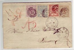 Denmark - 1870 4 Color Registered Cover To United Kingdom With 2sk-3sk-4sk-8sk Franking Scarce - Storia Postale