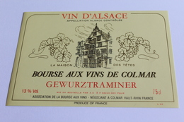 Etiquette De Vin Neuve Jamais Servie GEWURZTRAMINER Bourse Aux Vins De Colmar - Gewürztraminer