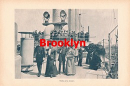 898 Besuchstag Auf Der Brooklyn Schiff Druck 1897 !! - Bateaux