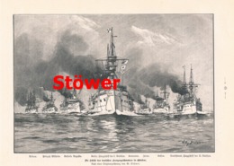 900-2 Stöwer Deutsche Kreuzergeschwader Ostasien  Druck 1898 !! - Schiffe