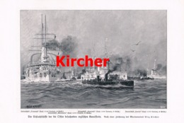 906 Kircher Schlachtschiffe Ostsee Kanalflotte  Druck 1905 !! - Boats