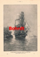 910 Hans Bohrdt Schulschiff Niobe Kiel Hafen Druck 1900 !! - Barcos
