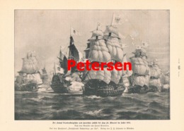 912 Hans Petersen Schiffskampf 1681 Spanien Druck 1899 !! - Barcos