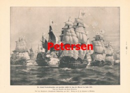 912 Hans Petersen Schiffskampf 1681 Spanien Druck 1899 !! - Barche