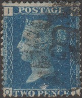 GB 1858 Y&T 27 SG 45 Michel 17. Victoria 2 P. Bleu, Filigrane Grande Couronne. Planche 14. Lettres OJ (??). TB - Used Stamps