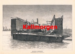 922 Kallmorgen Torpedoboot Schwimmdock Schiffswerft Druck 1887 !! - Bateaux
