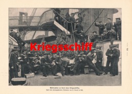 938 Weihnachten An Bord Eines Kriegsschiffes Druck 1902 !! - Schiffe