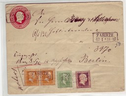 PRUSSIA (Germany) - 4 Colour Registered Cover From ZABRZE To Berlin BRETTL Certificate - Postal  Stationery