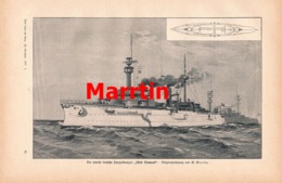 966 G. Martin Panzerkreuzer Fürst Bismarck Druck 1897 !! - Boats