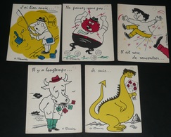 Lot 5 CPSM Illustrées Cartes Double, Illustrateur G. MEUNIER Humour Messages - Meunier, G.