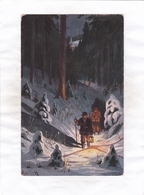 CPA : 14 X 9  -  Scène D'hiver. Descente Dans Les Bois. (Illustrateur Alfred Mailick) - Mailick, Alfred