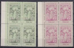 Macao Macau Portugal Province 1953 Porto Mi#15,16 Mint No Gum As Issued, Never Hinged Pieces Of Four - Neufs