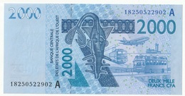 Billet De 2000 Francs CFA XOF Non Circulé Afrique De L'Ouest Origine Cote D'Ivoire - Costa D'Avorio