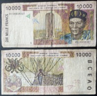 Billet De 10 000 Francs Afrique De L'Ouest Origine Cote D'Ivoire - Côte D'Ivoire