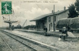 N°73524 -cpa Saint Escobille -la Gare -vue Intérieure- RRR- - Gares - Avec Trains