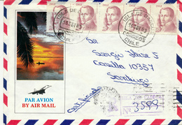 CILE - ISLA DE PASCUA / Osterinsel - 1983 , R-Brief Nach Santiago - Chili