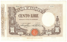 100 LIRE BARBETTI GRANDE B MATRICE LATERALE TESTINA FASCIO 12/04/1927 BB+ - Regno D'Italia – Autres