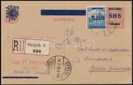 SHS 1919 Febr. 17. Ajánlott 10f Díjjegyes Levelezőlap 25f Díjkiegészítéssel 'ESZÉK' - Berlin, Garantáltan Eredeti RR! - Sonstige & Ohne Zuordnung