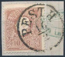 1858 10kr II Kivágáson Kék Cégbélyegzővel Előérvénytelenítve 'PESTH' - Altri & Non Classificati