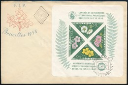 1958 FIP Virág (I.) Vágott Blokk FDC-n (15.000) - Andere & Zonder Classificatie