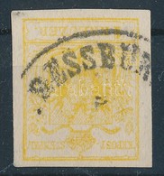 O 1850 1kr MP III Kadmiumsárga '(P)RESSBUR(G)'. Certificate: Strakosch - Other & Unclassified