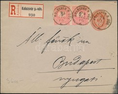 1894 Ajánlott Levél, 5kr Díjjegyes Boríték 2 X 5kr  Kiegészítő Bérmentesítéssel 'KOLOZSVÁR P. UDV.' - Sonstige & Ohne Zuordnung