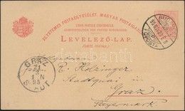 1895 5kr Díjjegyes Levelezőlap 'BUDAPEST' - 'GRAZ' (3.500) - Altri & Non Classificati