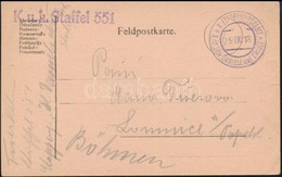 1918 Tábori Posta Levelezőlap / Field Postcard 'K.u.k. Staffel 551' + 'EP SAN DANIELE Del FRIULI A' - Altri & Non Classificati