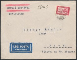 1930 Repülő 20f Belföldi Légi Levélen / Domestic Airmail Cover - Autres & Non Classés