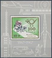 ** 1967 100 éves A Magyar Bélyeg Blokk 'talpas Postás' Lemezhibával - Altri & Non Classificati