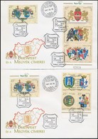 1997 Budapest és A Megyék Címerei  (I-II.)  Négyestömbök, 3-as Csík, 4 Db FDC - Sonstige & Ohne Zuordnung