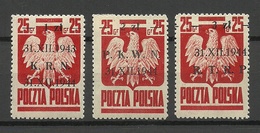POLEN Poland 1944/1945 Michel 386 - 388 * - Nuovi